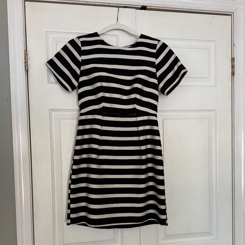 Business-Casual Black and White Striped Dress